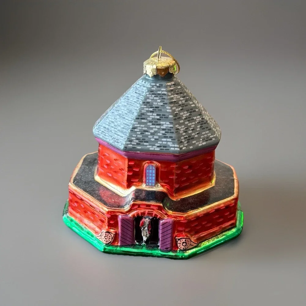 Colonial Williamsburg Powder Magazine Ornament Blown Glass Christmas Vtg‎ EUC